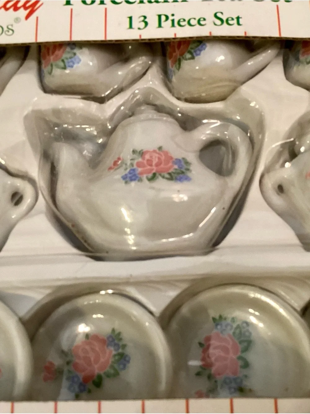 Vtg Porcelain Tea Set in White with Pink Floral Design